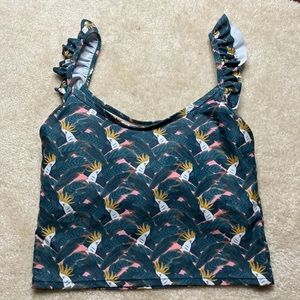 Kortni Jeane Ruffle Strap Parrot Bird Swim Tankini Tank Top  Bathing-suit